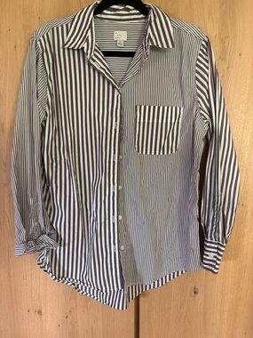 a new day Vertical Stripe Button-Down Shirt in Brown & White